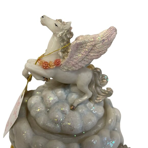 Vintage Pegasus Unicorn Animated Musical Figurine Wind-Up Music Box Ceramic & - Picture 7 of 12